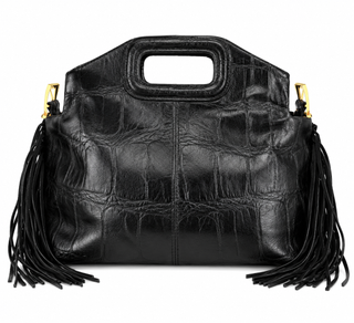 Croc Embossed Italian Leather Fringe Bag