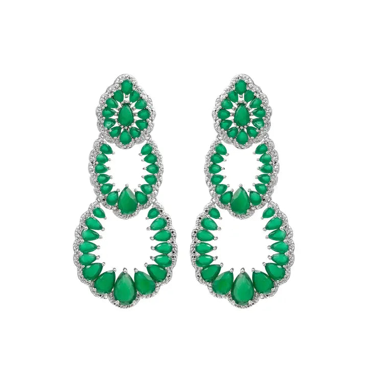 Emerald Teardrop Chandelier Earrings-230 Jewelry-Eye Candy LA-Coastal Bloom Boutique, find the trendiest versions of the popular styles and looks Located in Indialantic, FL