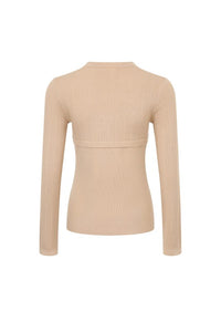 Command Attention Ribbed Top - Beige-130 Long Sleeve Tops-rivir-Coastal Bloom Boutique, find the trendiest versions of the popular styles and looks Located in Indialantic, FL
