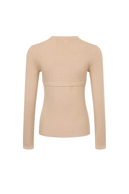Command Attention Ribbed Top - Beige-130 Long Sleeve Tops-rivir-Coastal Bloom Boutique, find the trendiest versions of the popular styles and looks Located in Indialantic, FL
