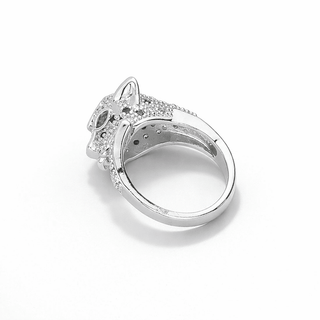 Fierce Elegance Panther Ring - Silver/Emerald