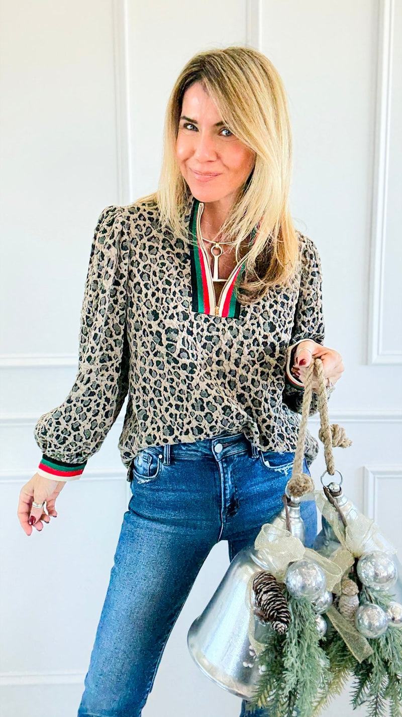 Fierce Stripes Zip Up Top-110 Long Sleeve Tops-JODIFL-Coastal Bloom Boutique, find the trendiest versions of the popular styles and looks Located in Indialantic, FL