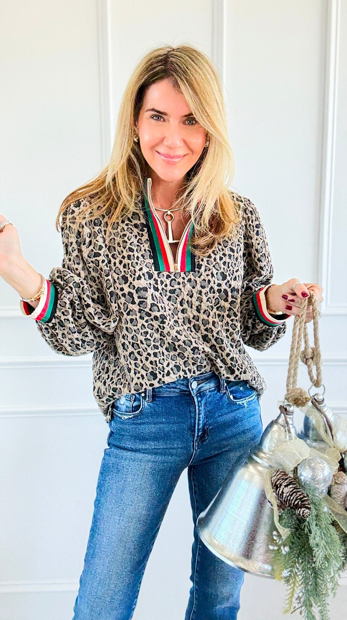 Fierce Stripes Zip Up Top-110 Long Sleeve Tops-JODIFL-Coastal Bloom Boutique, find the trendiest versions of the popular styles and looks Located in Indialantic, FL