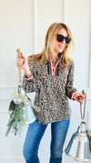 Fierce Stripes Zip Up Top-110 Long Sleeve Tops-JODIFL-Coastal Bloom Boutique, find the trendiest versions of the popular styles and looks Located in Indialantic, FL