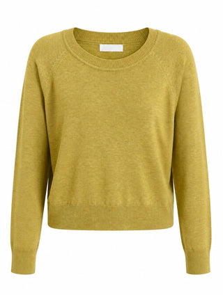Fine Knit Crewneck Long Sleeve Top - Mustard