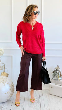 First Love Sequin Detail V-Neck Sweater-140 Sweaters-ROUSSEAU-Coastal Bloom Boutique, find the trendiest versions of the popular styles and looks Located in Indialantic, FL