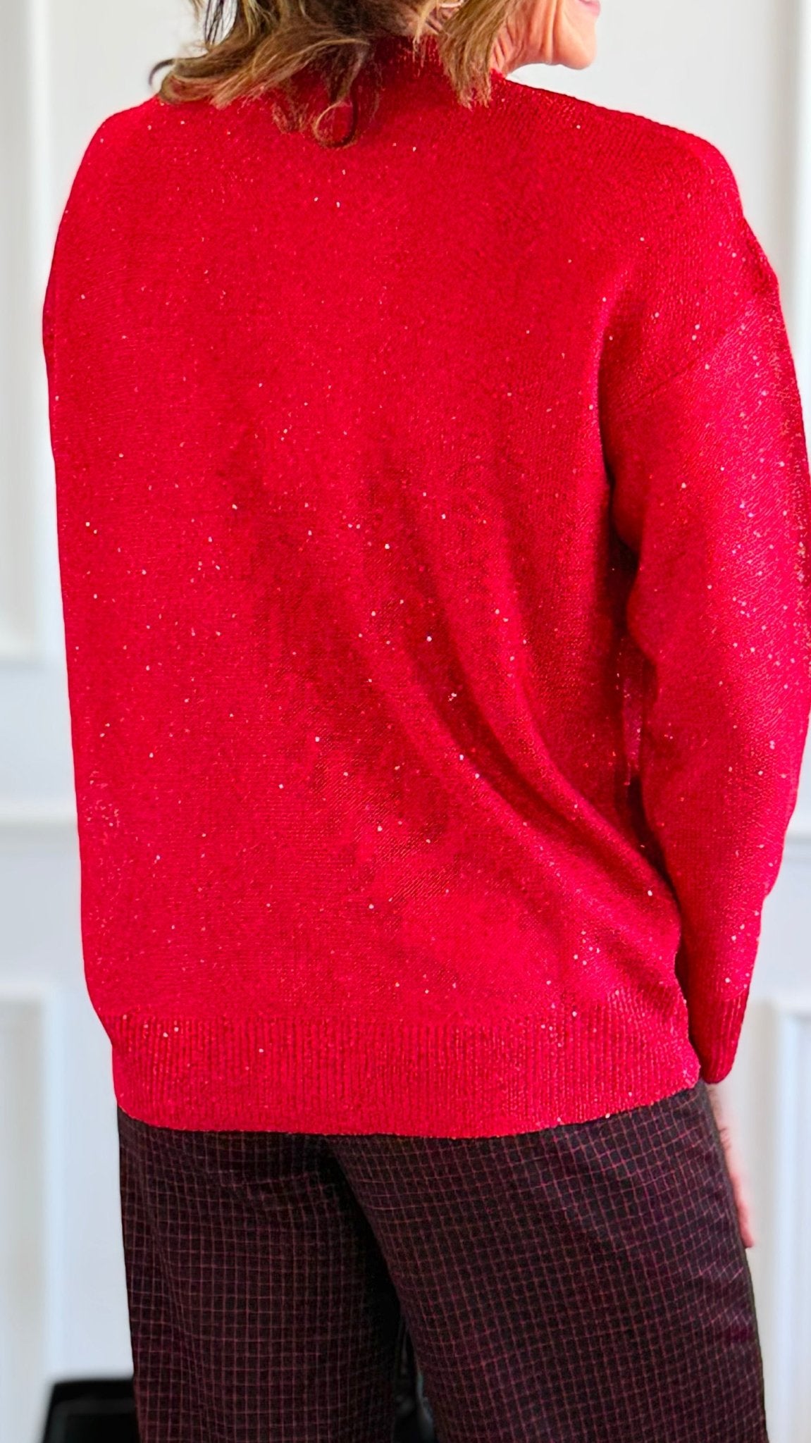 First Love Sequin Detail V-Neck Sweater-140 Sweaters-ROUSSEAU-Coastal Bloom Boutique, find the trendiest versions of the popular styles and looks Located in Indialantic, FL