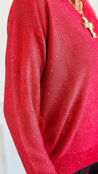 First Love Sequin Detail V-Neck Sweater-140 Sweaters-ROUSSEAU-Coastal Bloom Boutique, find the trendiest versions of the popular styles and looks Located in Indialantic, FL