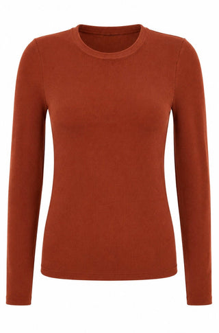 Fitted Crew Neck Pullover - Rust
