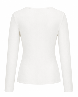 Fitted V-Neck Knit Top - Ivory