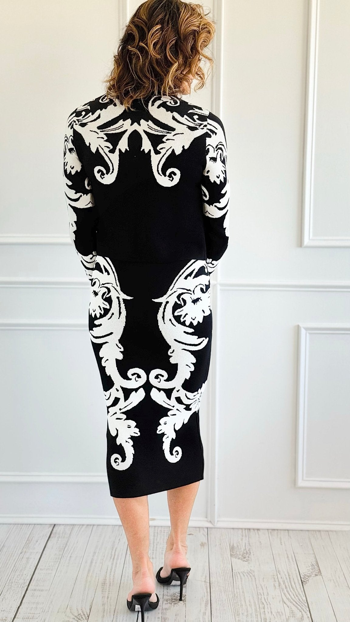 Fleur Baroque Knit Skirt & Top Set-210 Loungewear/sets-Her.. Bottari-2-Coastal Bloom Boutique, find the trendiest versions of the popular styles and looks Located in Indialantic, FL