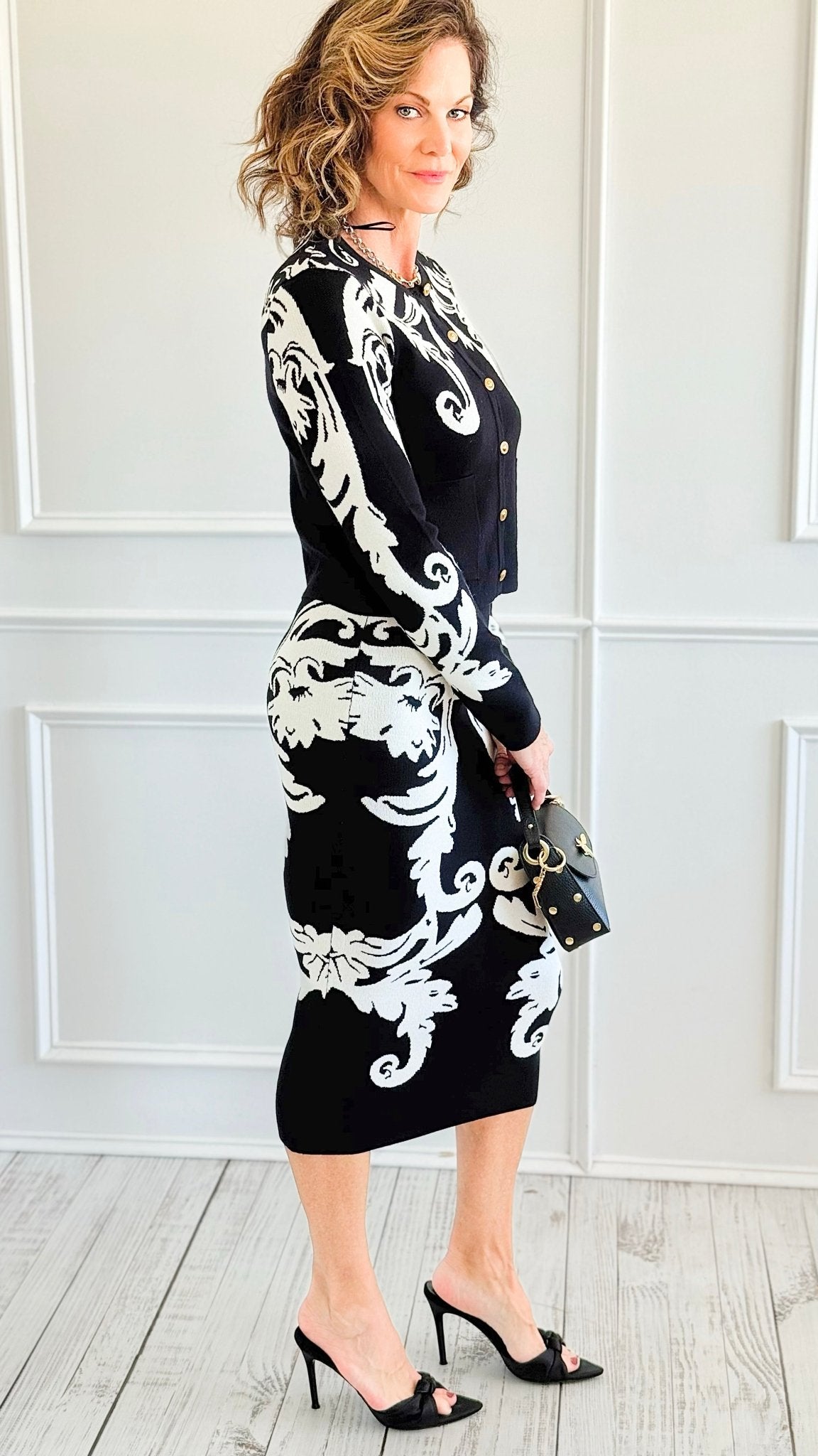 Fleur Baroque Knit Skirt & Top Set-210 Loungewear/sets-Her.. Bottari-2-Coastal Bloom Boutique, find the trendiest versions of the popular styles and looks Located in Indialantic, FL