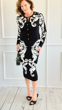 Fleur Baroque Knit Skirt & Top Set-210 Loungewear/sets-Her.. Bottari-2-Coastal Bloom Boutique, find the trendiest versions of the popular styles and looks Located in Indialantic, FL