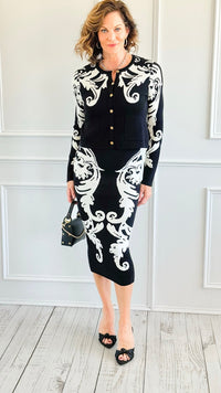 Fleur Baroque Knit Skirt & Top Set-210 Loungewear/sets-Her.. Bottari-2-Coastal Bloom Boutique, find the trendiest versions of the popular styles and looks Located in Indialantic, FL