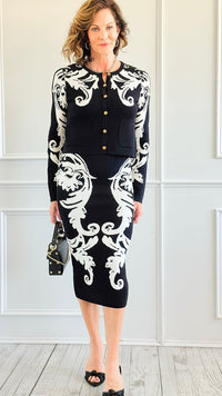 Fleur Baroque Knit Skirt & Top Set-210 Loungewear/sets-Her.. Bottari-2-Coastal Bloom Boutique, find the trendiest versions of the popular styles and looks Located in Indialantic, FL