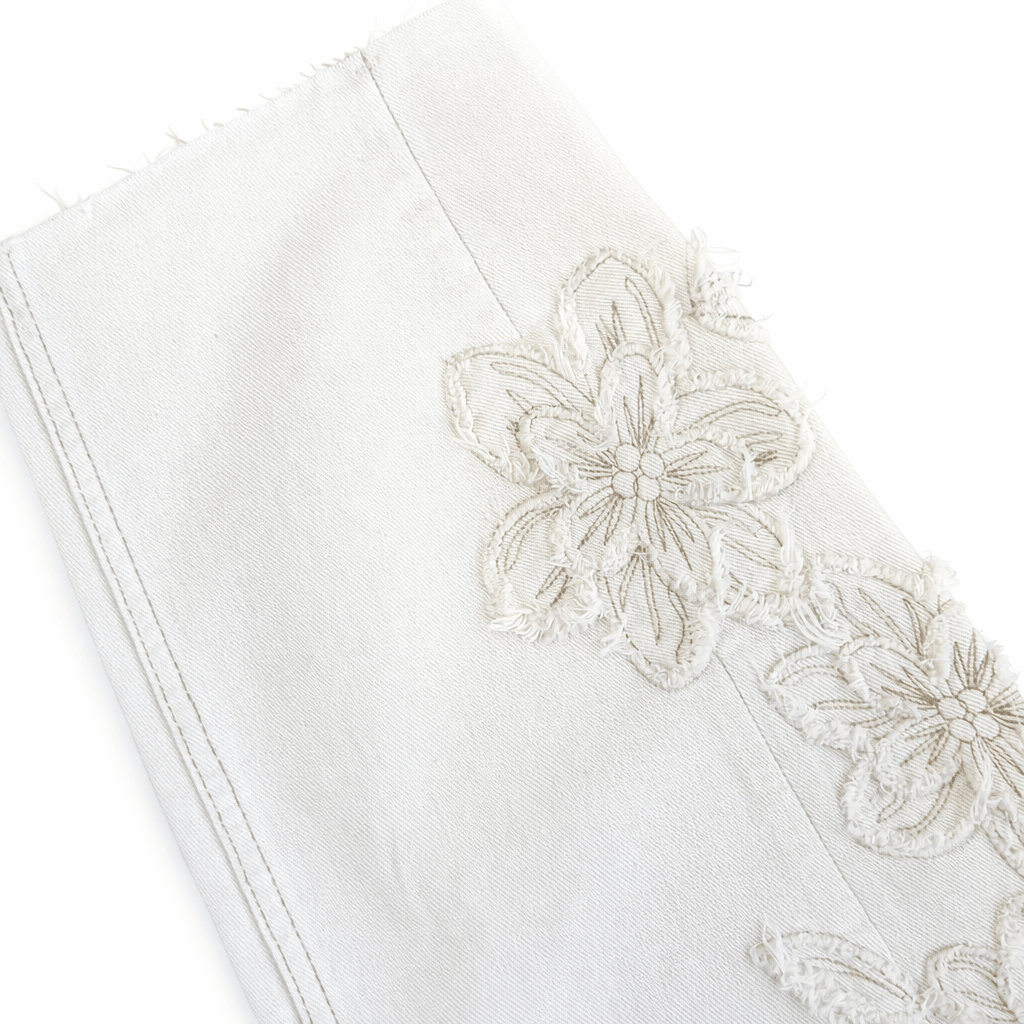 Floral Appliqué Straight Leg Pants