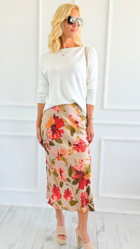 Floral Bias-Cut Maxi Skirt-170 Bottoms-In February-Coastal Bloom Boutique, find the trendiest versions of the popular styles and looks Located in Indialantic, FL