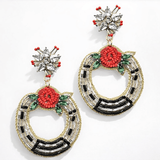 Floral Embellished Open Hoop Earrings