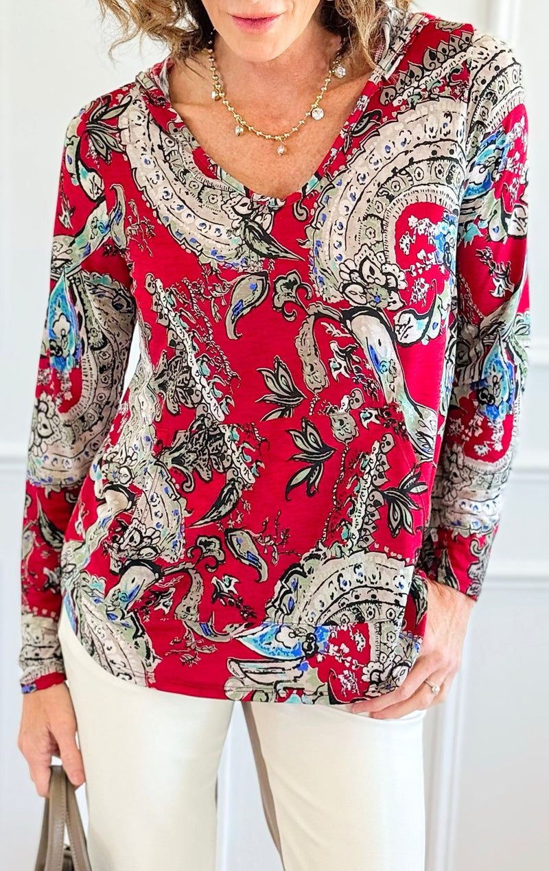 Floral Hoodie Top-110 Long Sleeve Tops-sew in love-Coastal Bloom Boutique, find the trendiest versions of the popular styles and looks Located in Indialantic, FL