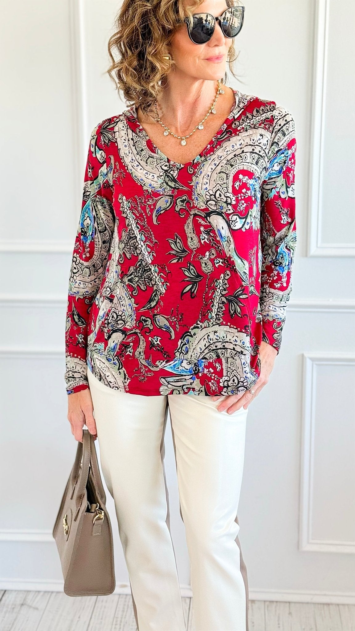 Floral Hoodie Top-110 Long Sleeve Tops-sew in love-Coastal Bloom Boutique, find the trendiest versions of the popular styles and looks Located in Indialantic, FL