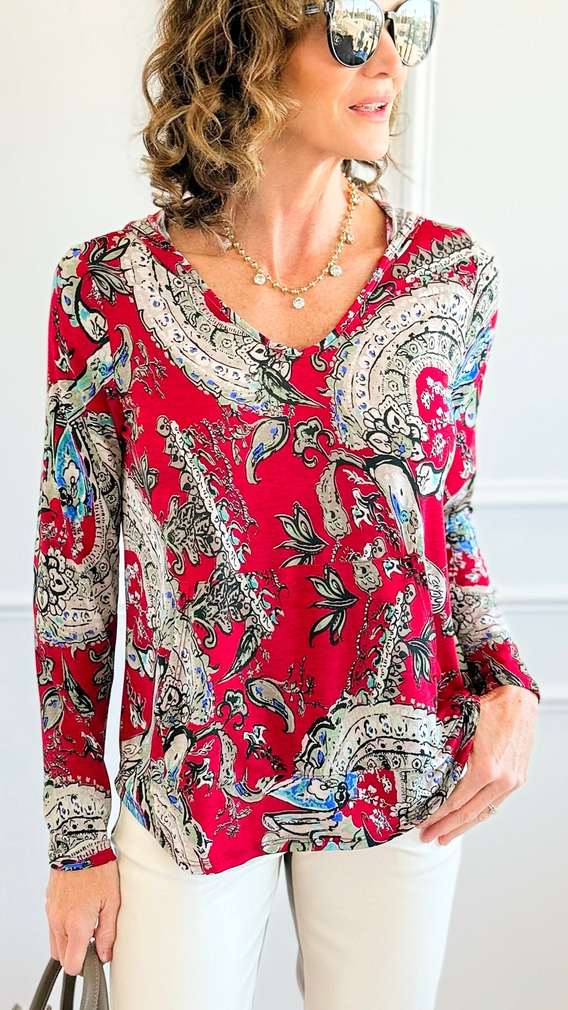 Floral Hoodie Top-110 Long Sleeve Tops-sew in love-Coastal Bloom Boutique, find the trendiest versions of the popular styles and looks Located in Indialantic, FL