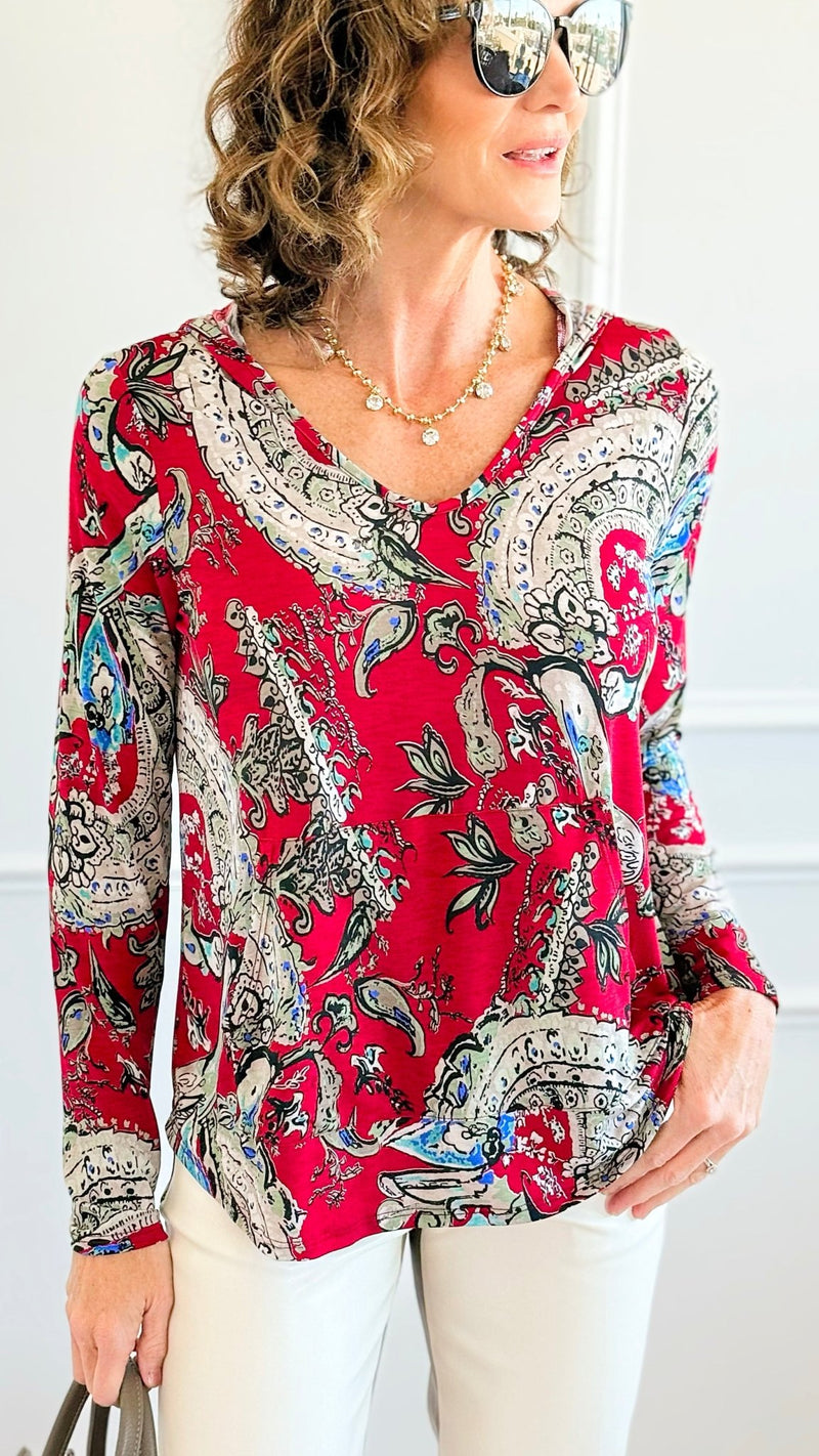 Floral Hoodie Top-110 Long Sleeve Tops-sew in love-Coastal Bloom Boutique, find the trendiest versions of the popular styles and looks Located in Indialantic, FL