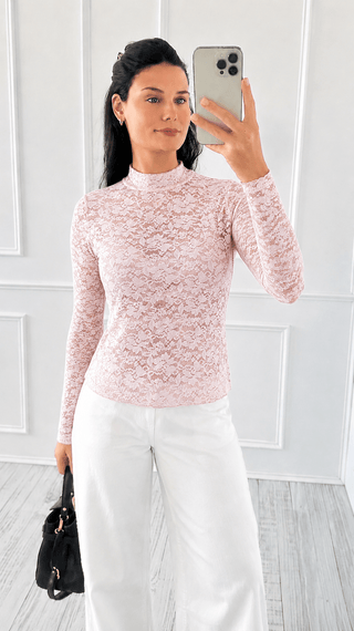 Floral Lace Mock Neck Top