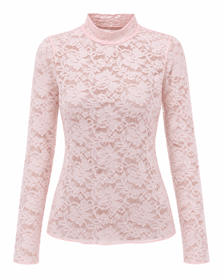 Floral Lace Mock Neck Top