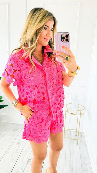 Floral Lace Set - Bubble Pink