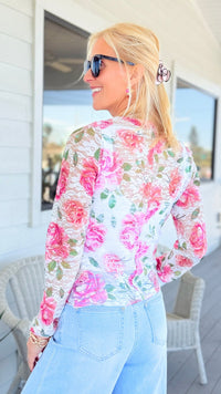 Floral Mesh Long Sleeve Top
