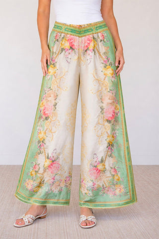 Floral Symphony Italian Pant - Green