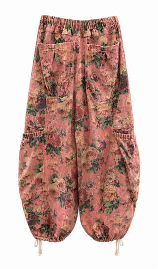 Floral Wide Leg Cargo Pants