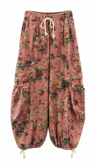 Floral Wide Leg Cargo Pants