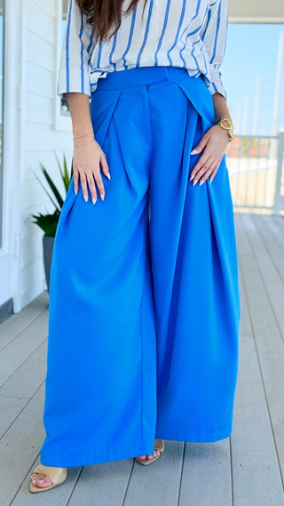 Fluid Elegance in Motion Pants - Blue