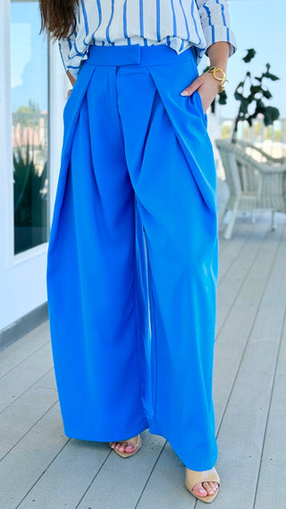Fluid Elegance in Motion Pants - Blue