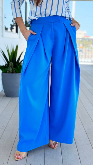 Fluid Elegance in Motion Pants - Blue