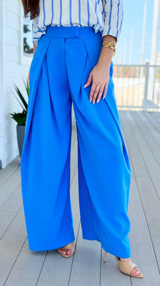 Fluid Elegance in Motion Pants - Blue