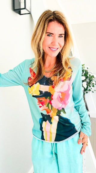 Flutter Effect Lurex Trim Italian Top