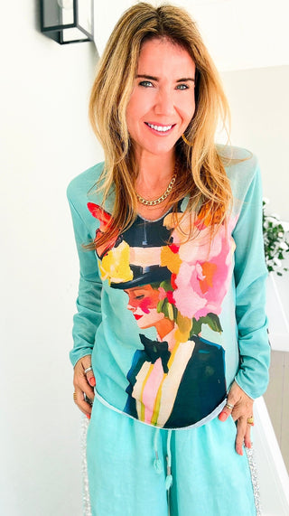 Flutter Effect Lurex Trim Italian Top