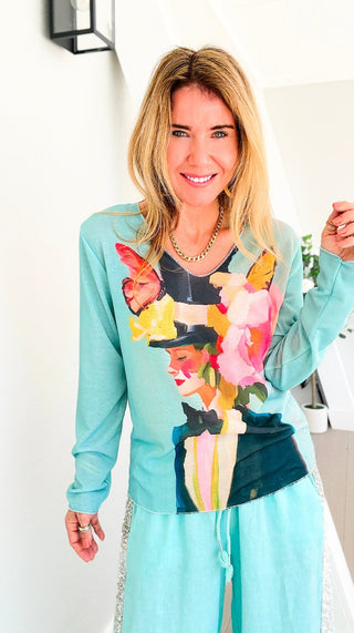 Flutter Effect Lurex Trim Italian Top