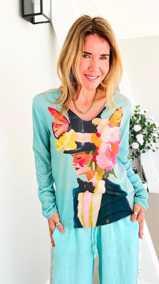 Flutter Effect Lurex Trim Italian Top