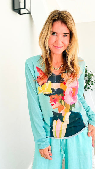 Flutter Effect Lurex Trim Italian Top