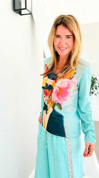 Flutter Effect Lurex Trim Italian Top