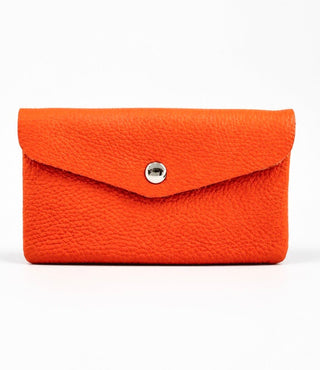 Foldover Italian Leather Wallet- Orange