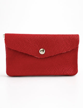 Foldover Italian Leather Wallet- Red