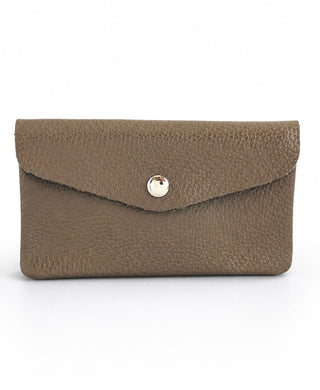 Foldover Italian Leather Wallet- Taupe