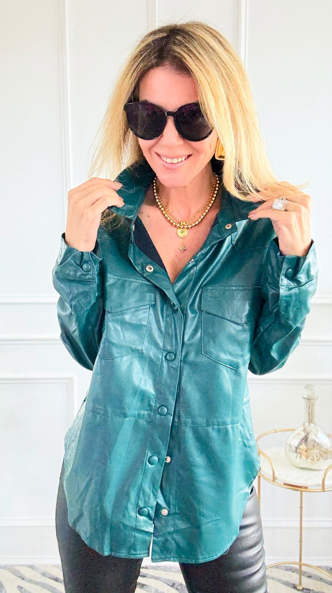 Forest Luxe Button-Down Top