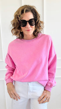 Forever Cozy Italian Sweatshirt- Pink-110 Long Sleeve Tops-FIRSTAGE-Coastal Bloom Boutique, find the trendiest versions of the popular styles and looks Located in Indialantic, FL