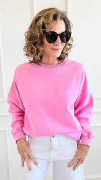 Forever Cozy Italian Sweatshirt- Pink-110 Long Sleeve Tops-FIRSTAGE-Coastal Bloom Boutique, find the trendiest versions of the popular styles and looks Located in Indialantic, FL