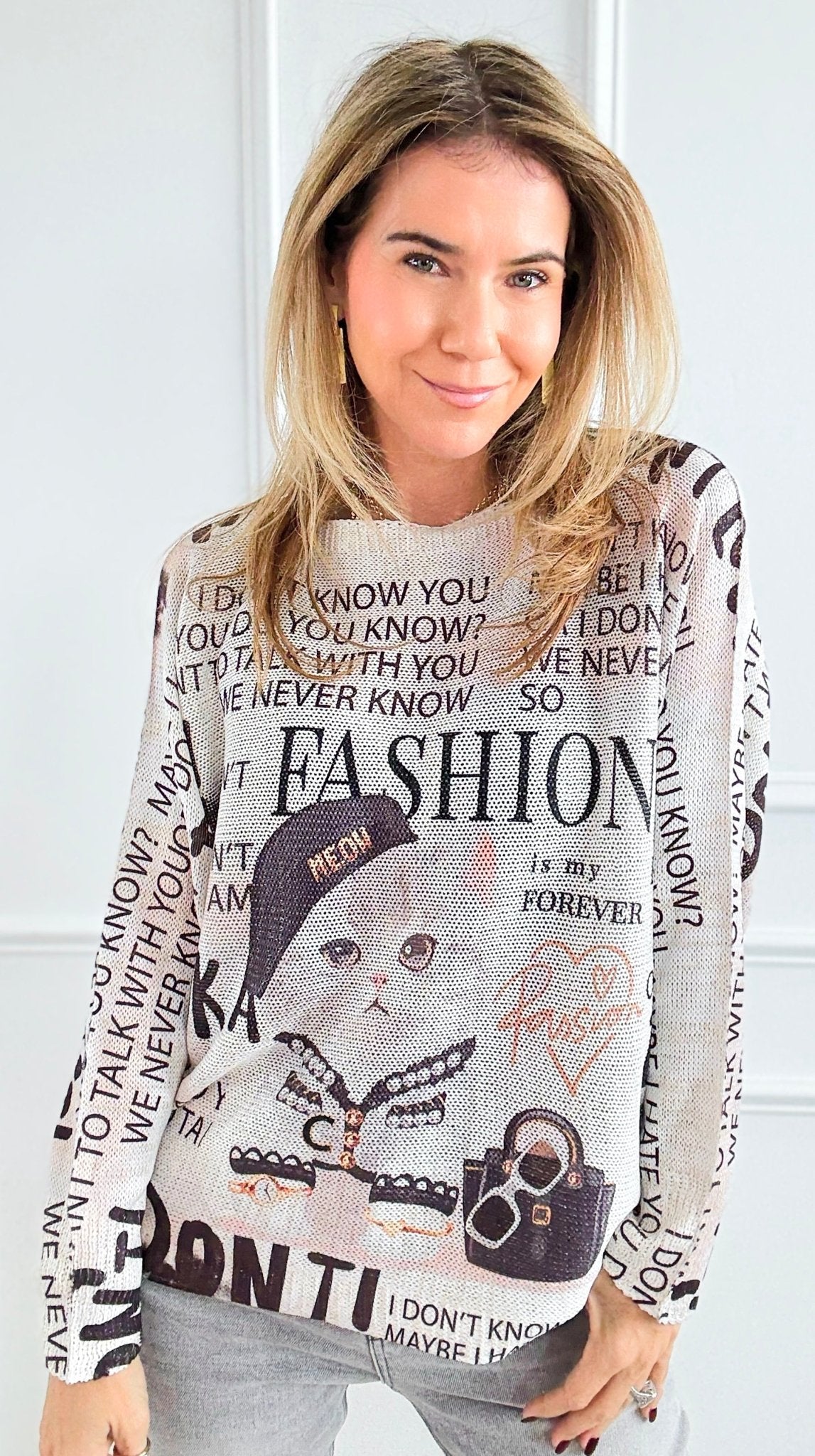 Forever Fashion Lurex St Tropez Knit-140 Sweaters-SORPRESA-Coastal Bloom Boutique, find the trendiest versions of the popular styles and looks Located in Indialantic, FL